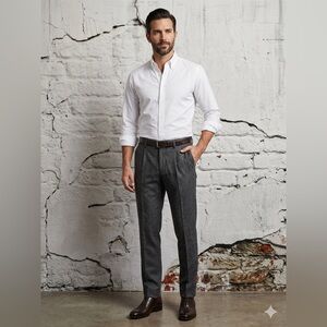 NN07 Gray Single Pleat Tailored Trousers Dress Pants 34x34 Super Soft Classic